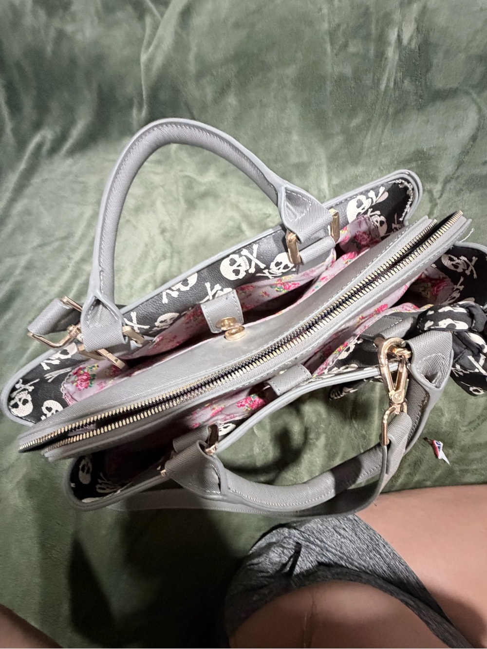 Betsey Johnson Gray Skull-Embossed Laptop Tote - Picture 4 of 9